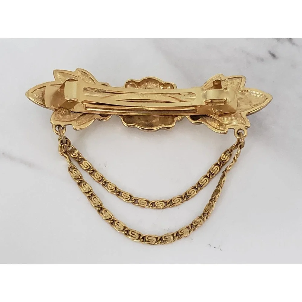 Vintage Hair Clip Metal French Barrette Victorian Withy Gothic Romantic 50's